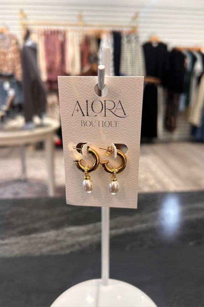 Gold Pearl Drop Earrings