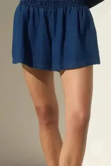 Elastic Waist Denim Shorts