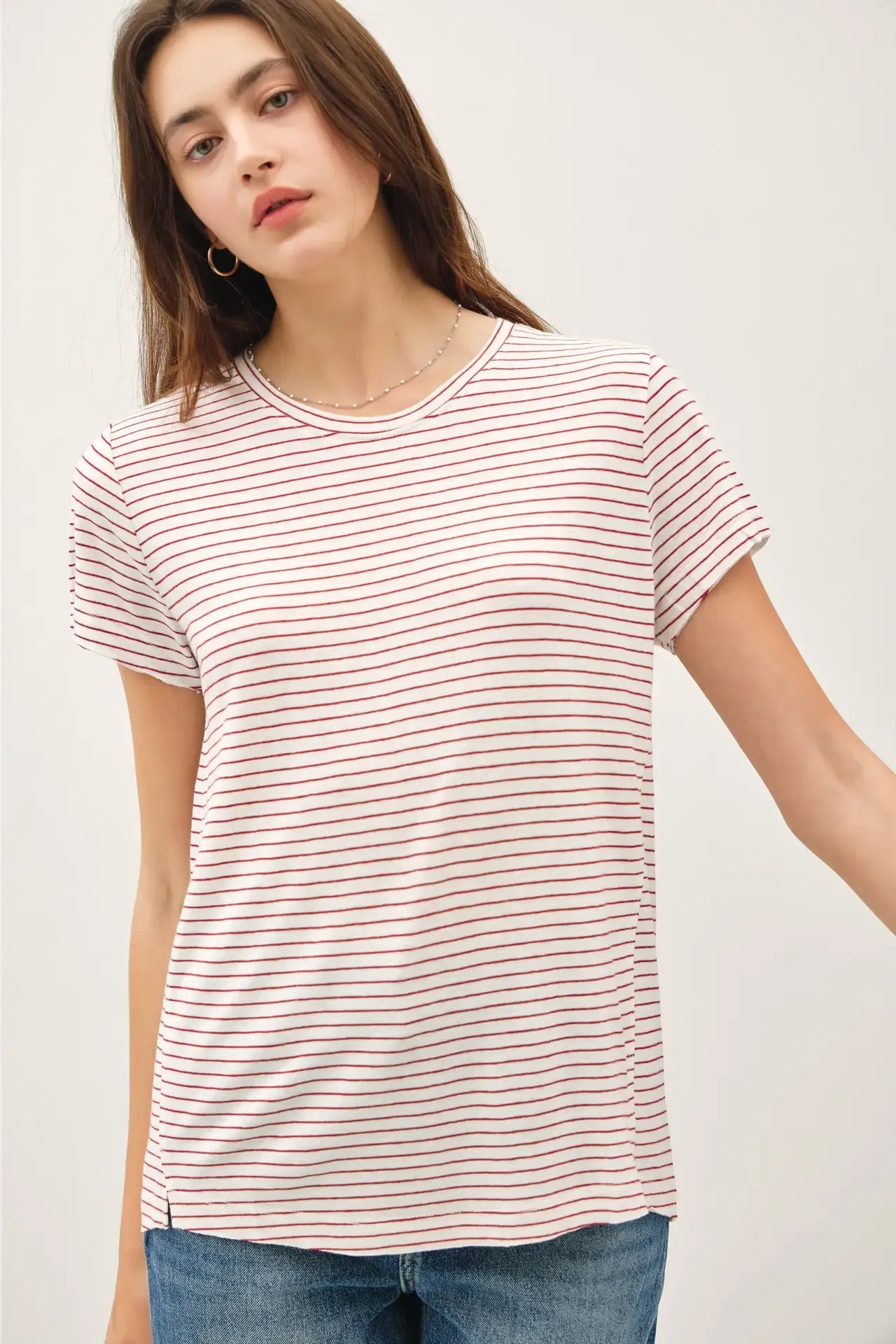 Cherry Striped Relaxed Top