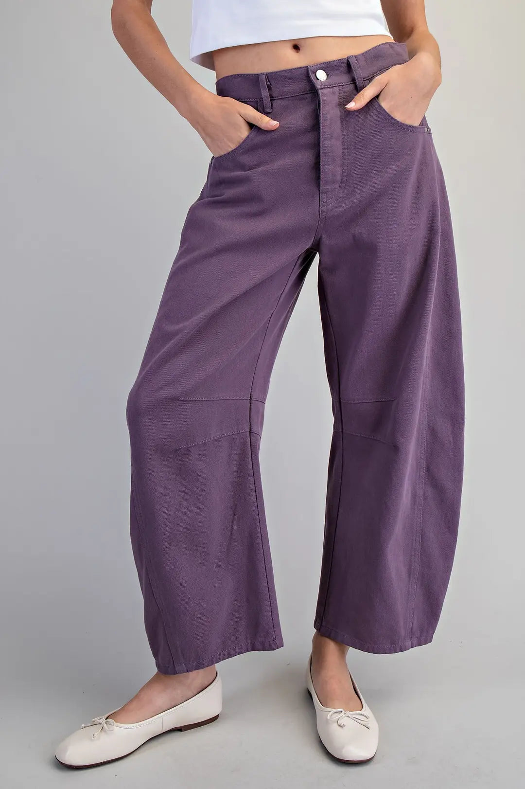 Plum Mid Rise Barrel Jeans