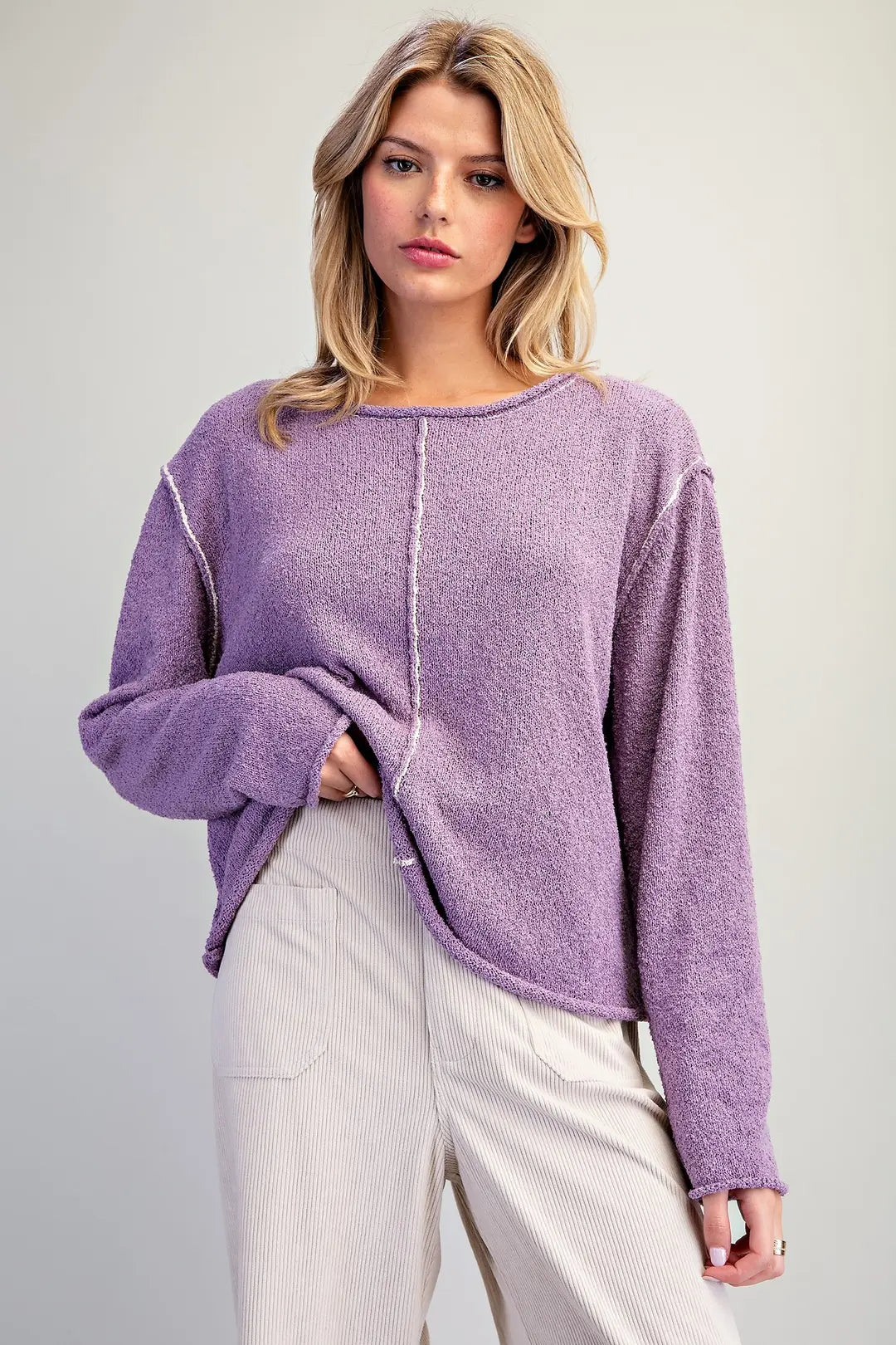 Purple Relaxed Fit Long Sleeve Sweater