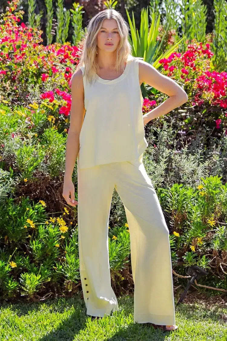Lemon Cotton Straight Leg Pants