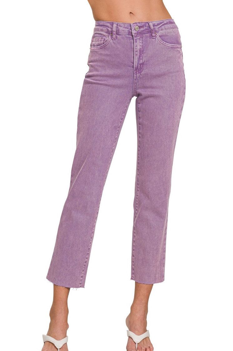 Lavender Cropped Straight Jeans