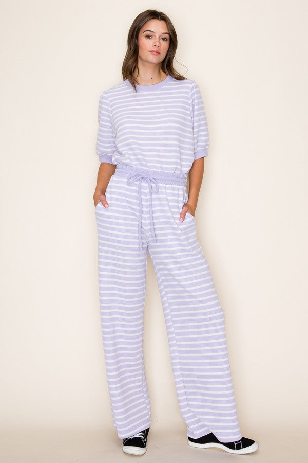 Lavender Striped Straight Leg Pants