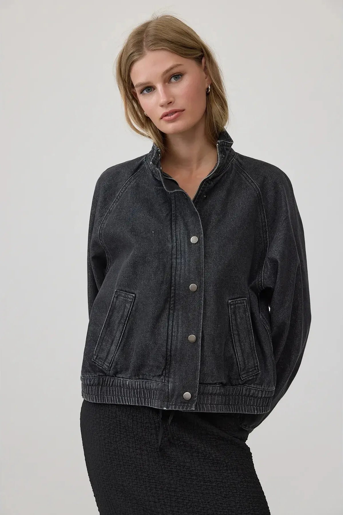 Washed Black Bomber Jacket