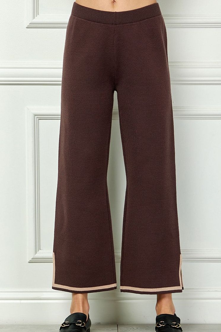 Chocolate Sweater Knit Contrast Pants