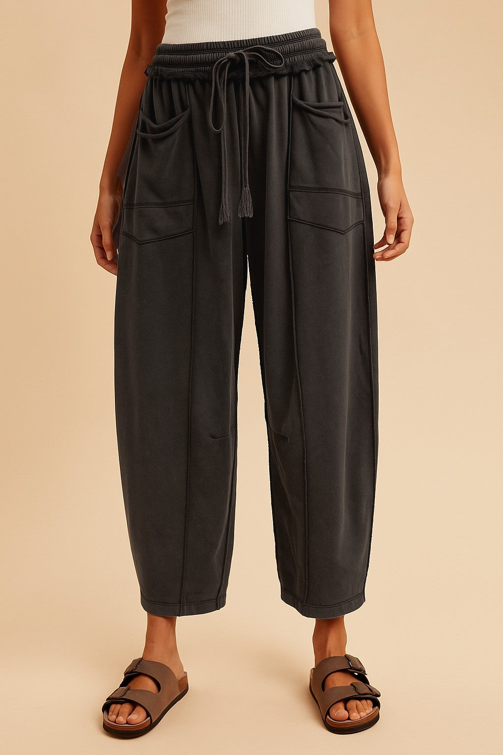 Mineral Wash Barrel Fit Knit Pants