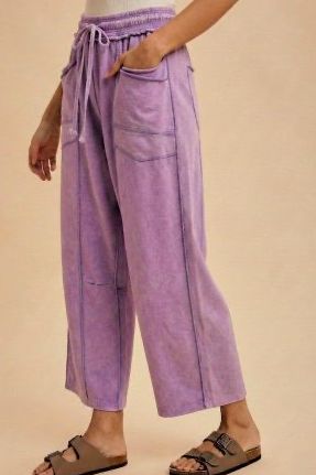 Purple Mineral Wash Barrel Fit Utility Knit Pants