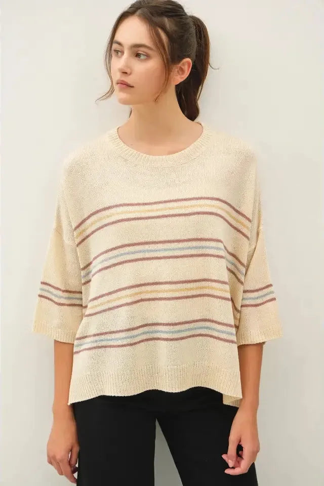 Over Sized Striped Sweater Top