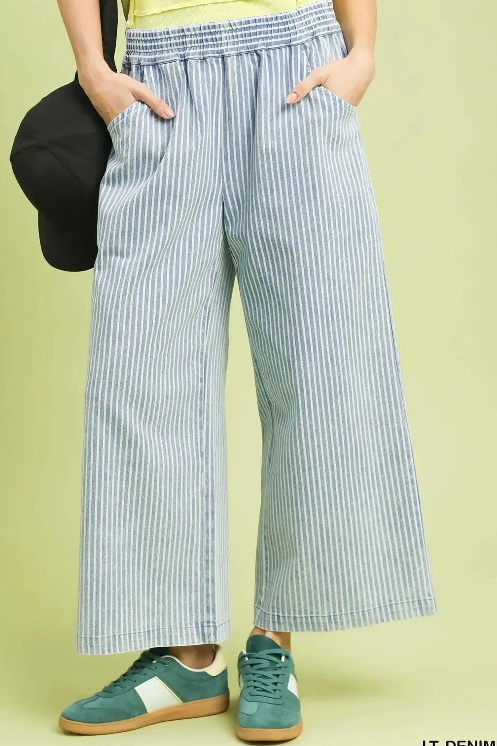 Denim Striped Wide Leg Pants