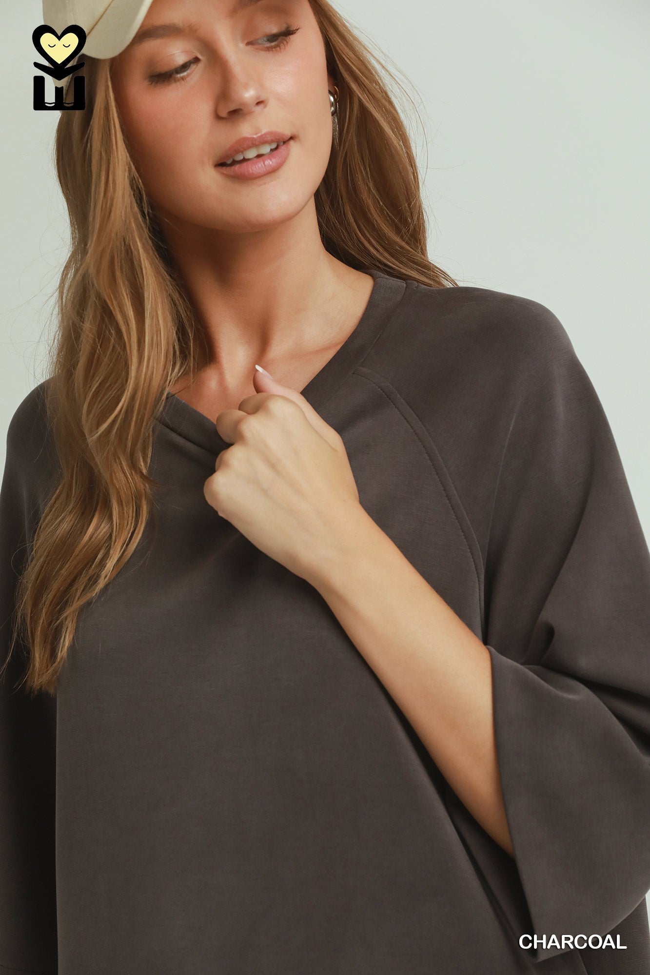 Charcoal Short Sleeve Comfy Top