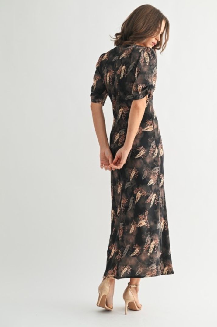 Printed Black Maxi Dress