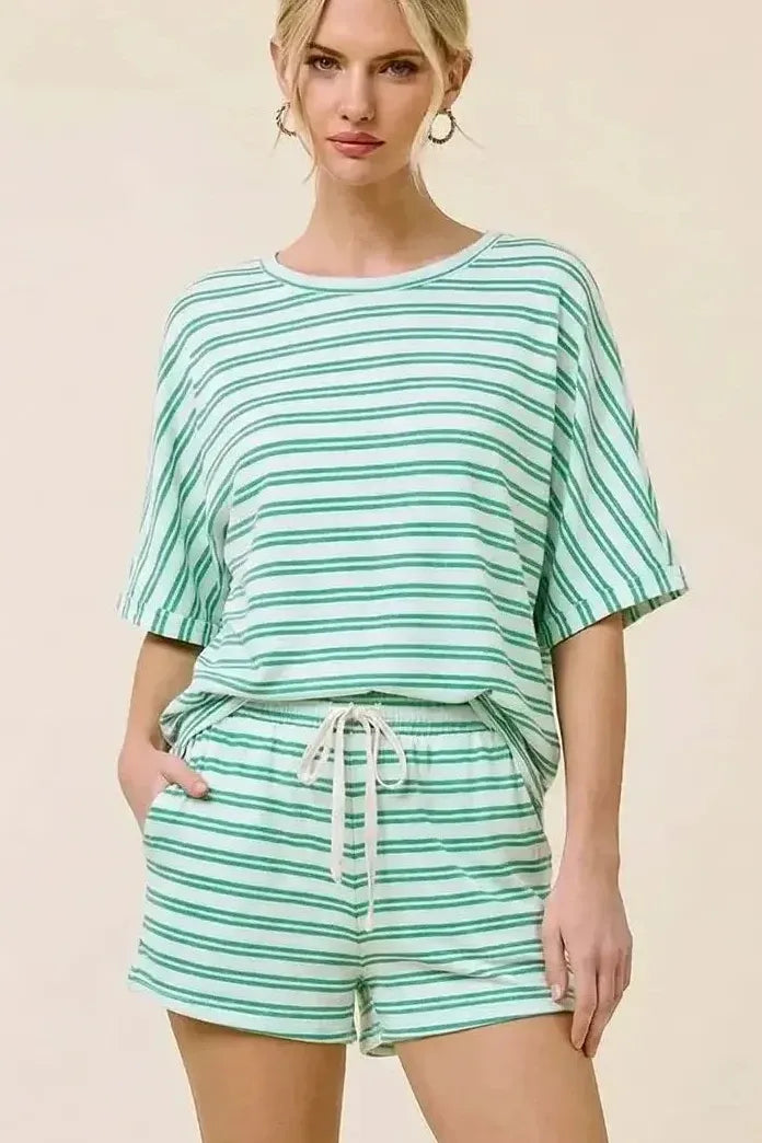 Stripped Terry Cloth Short Sleeve