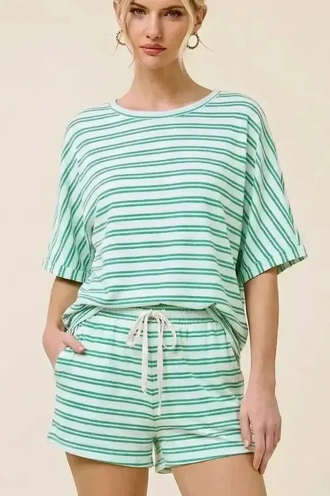 Stripped Terry Cloth Short Sleeve