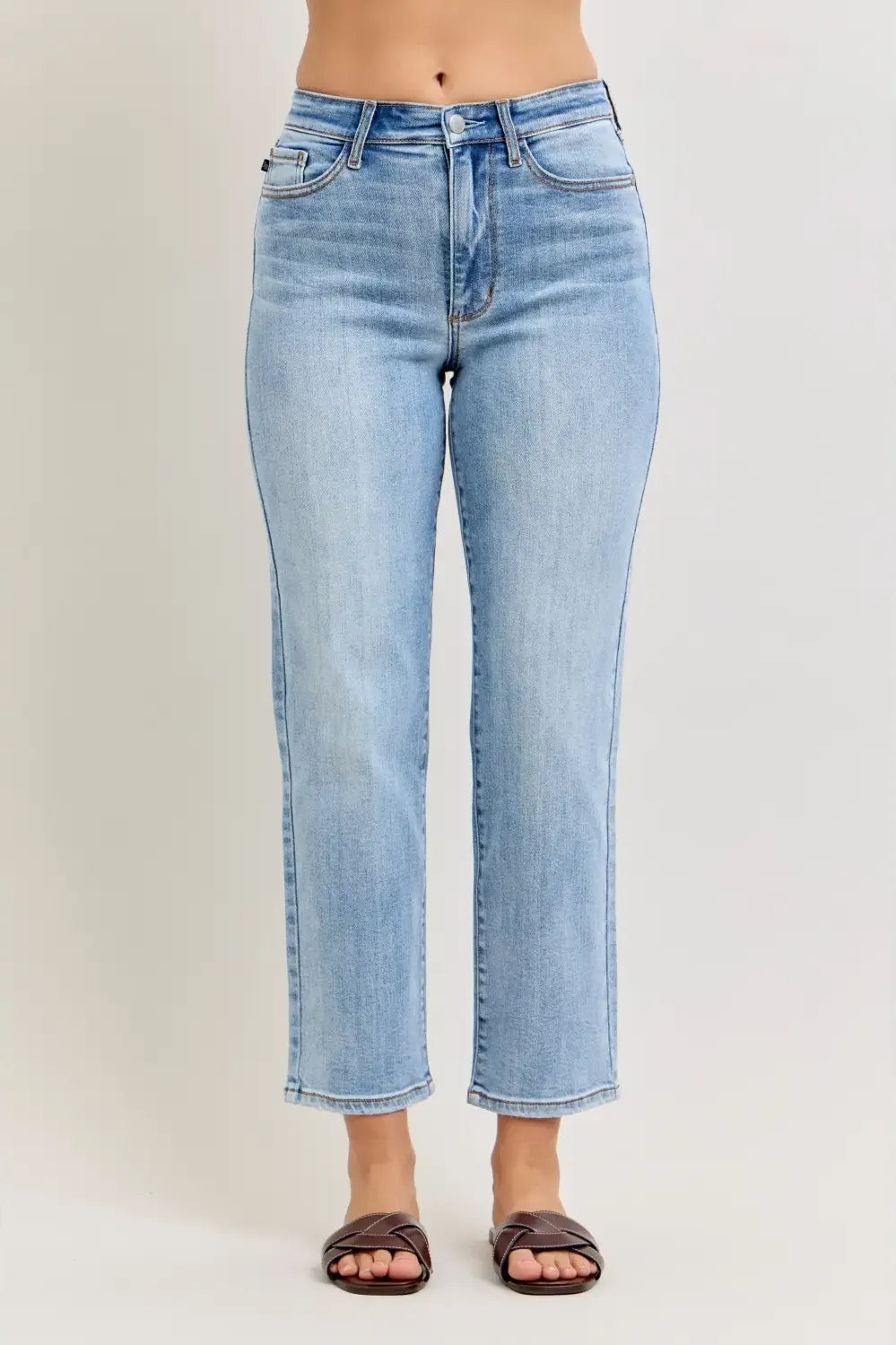 High Waist Ankle Straight Jeans