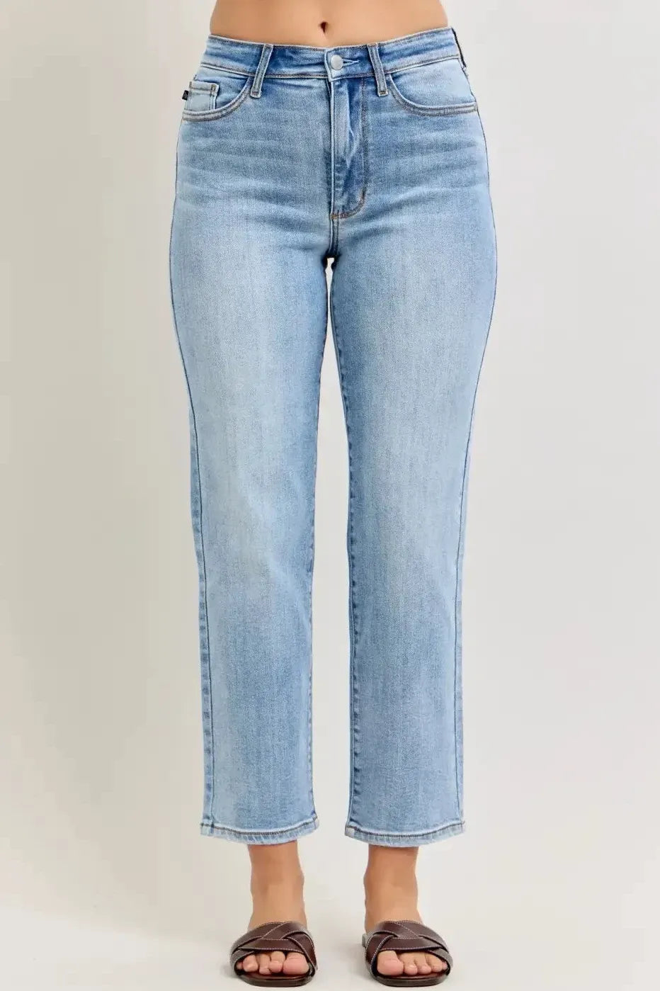 High Waist Ankle Straight Jeans