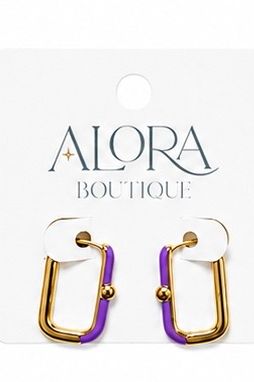 Purple enamel earring