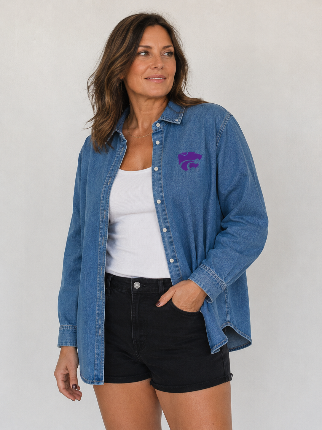 K-State Powercat Denim Button Down