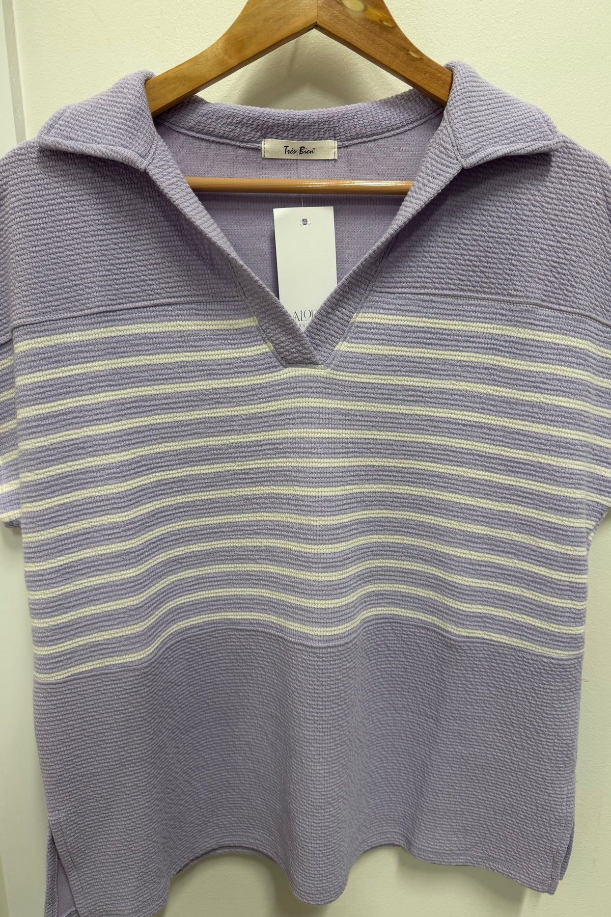 Lavender Cloud Knit Stripe Top