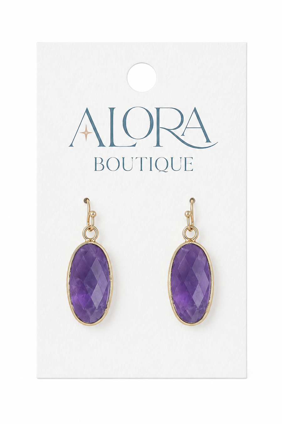 Purple gem drop earrings