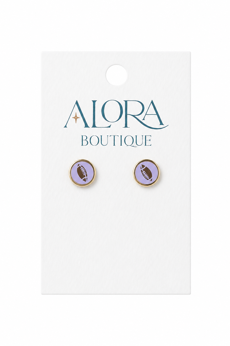 Purple and Gold Football Earrings