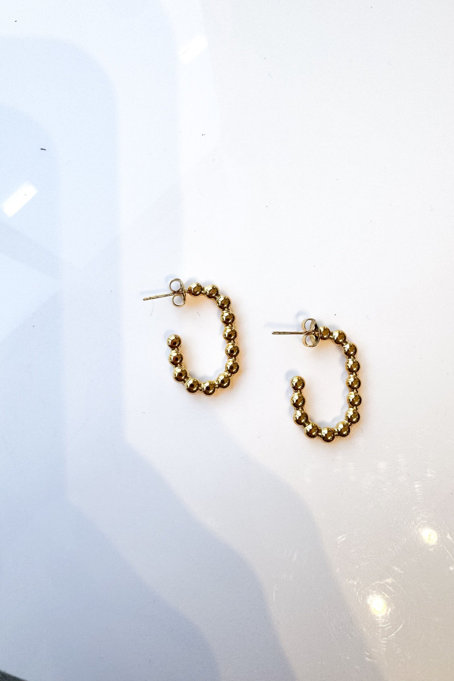 Gold Beaded 3/4 Earrings