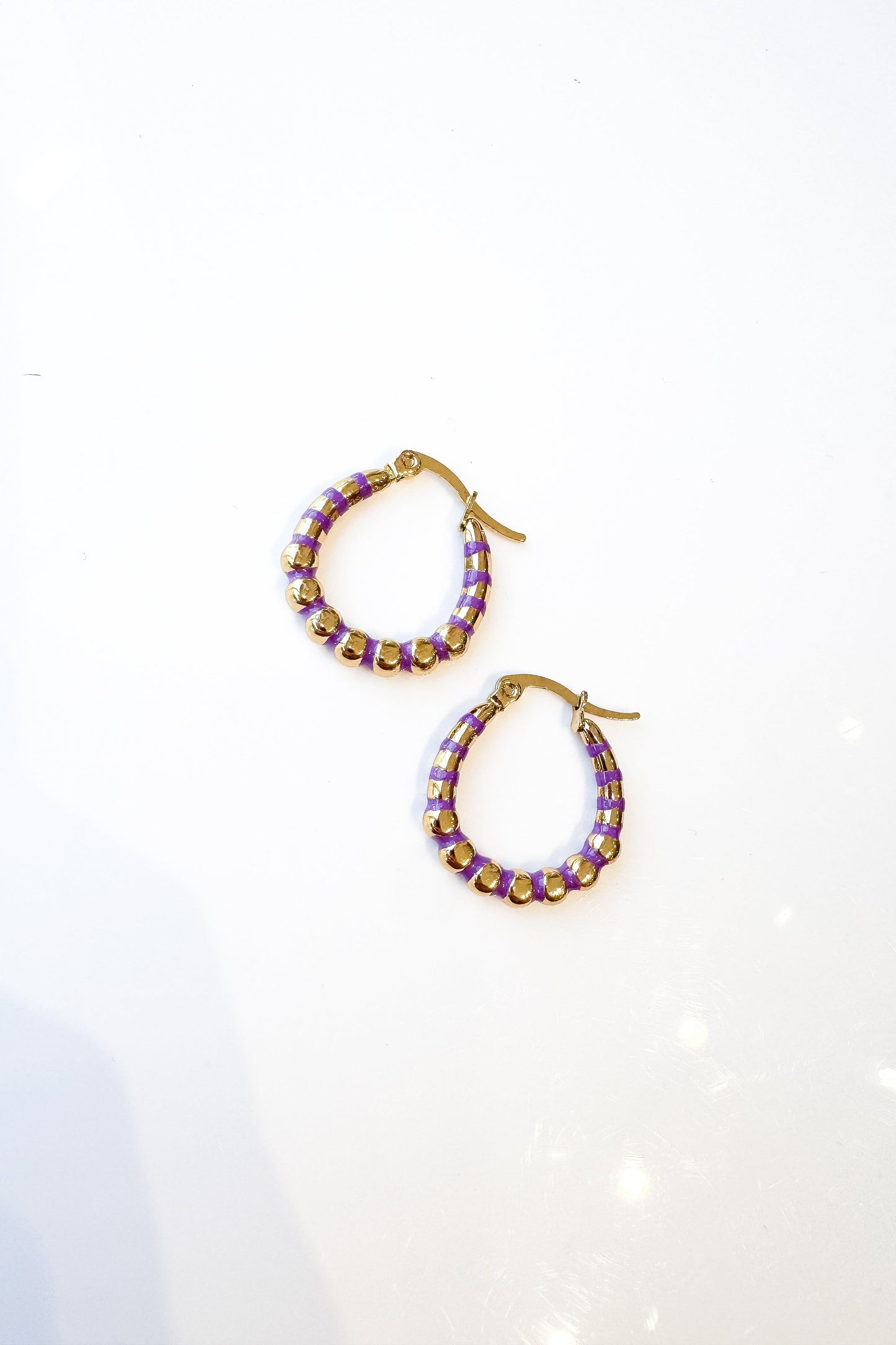Purple and Gold Balled Hoops