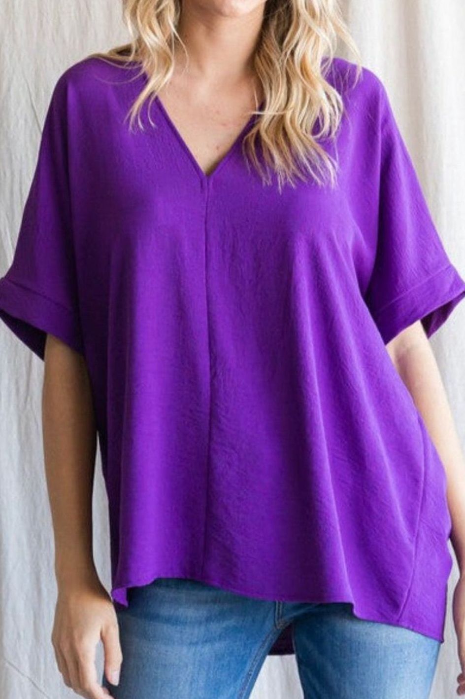 Purple Short Sleeve Blouse