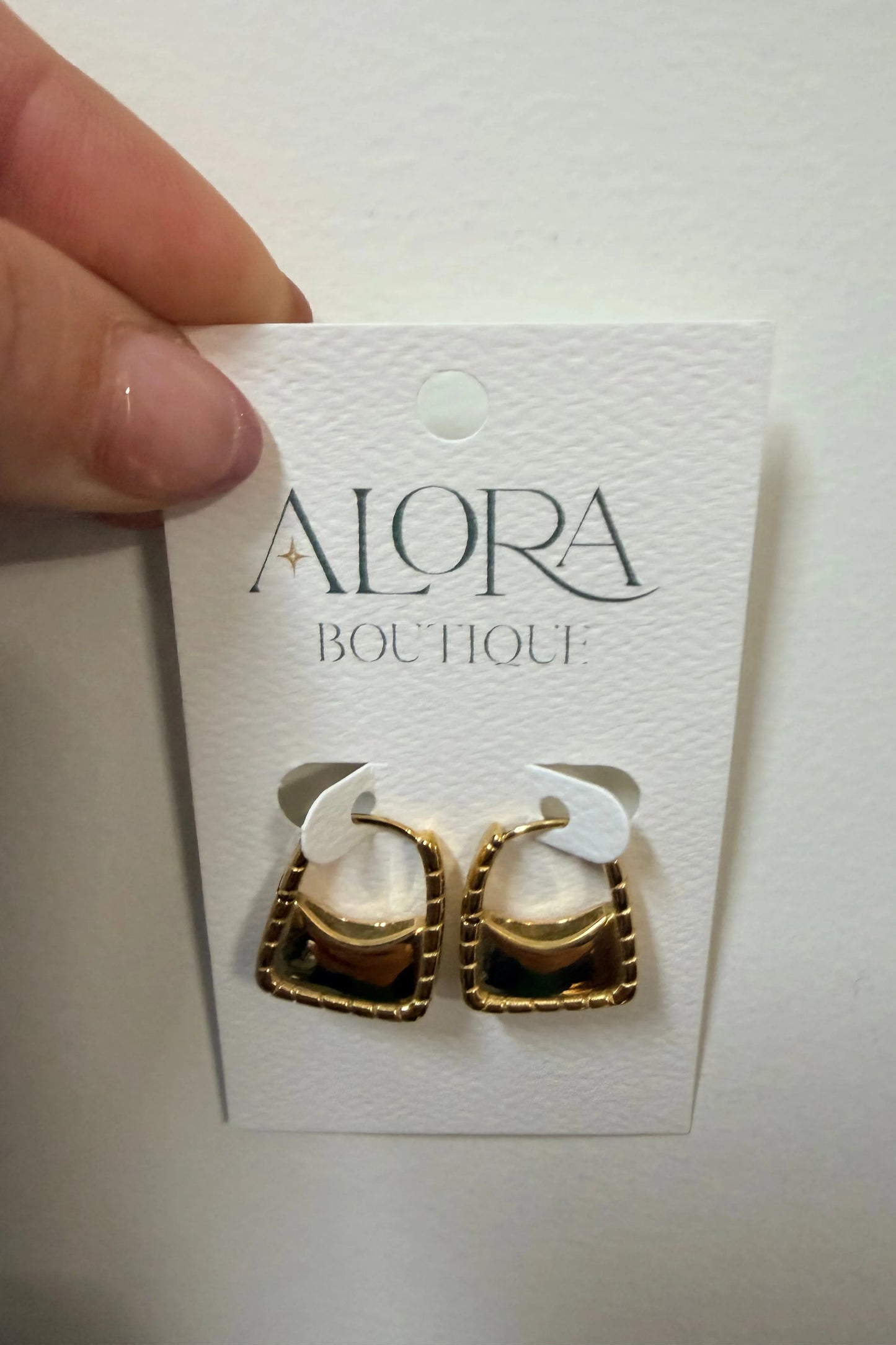 Gold Square Drop Earring