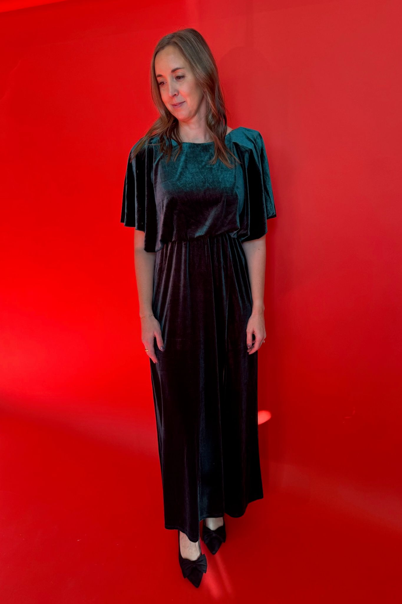 Velvet Green Maxi Dress