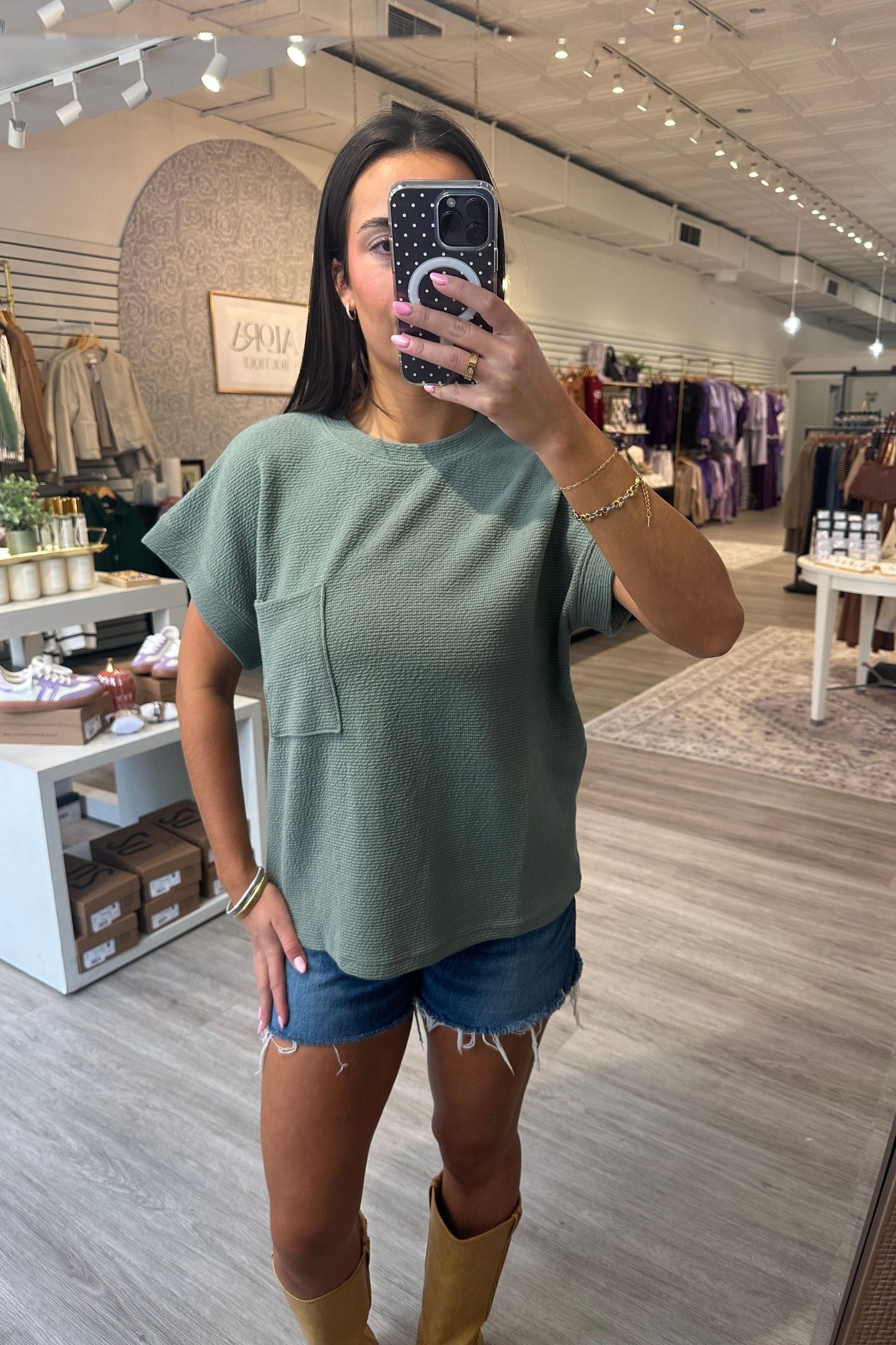Green Cloud Knit Top