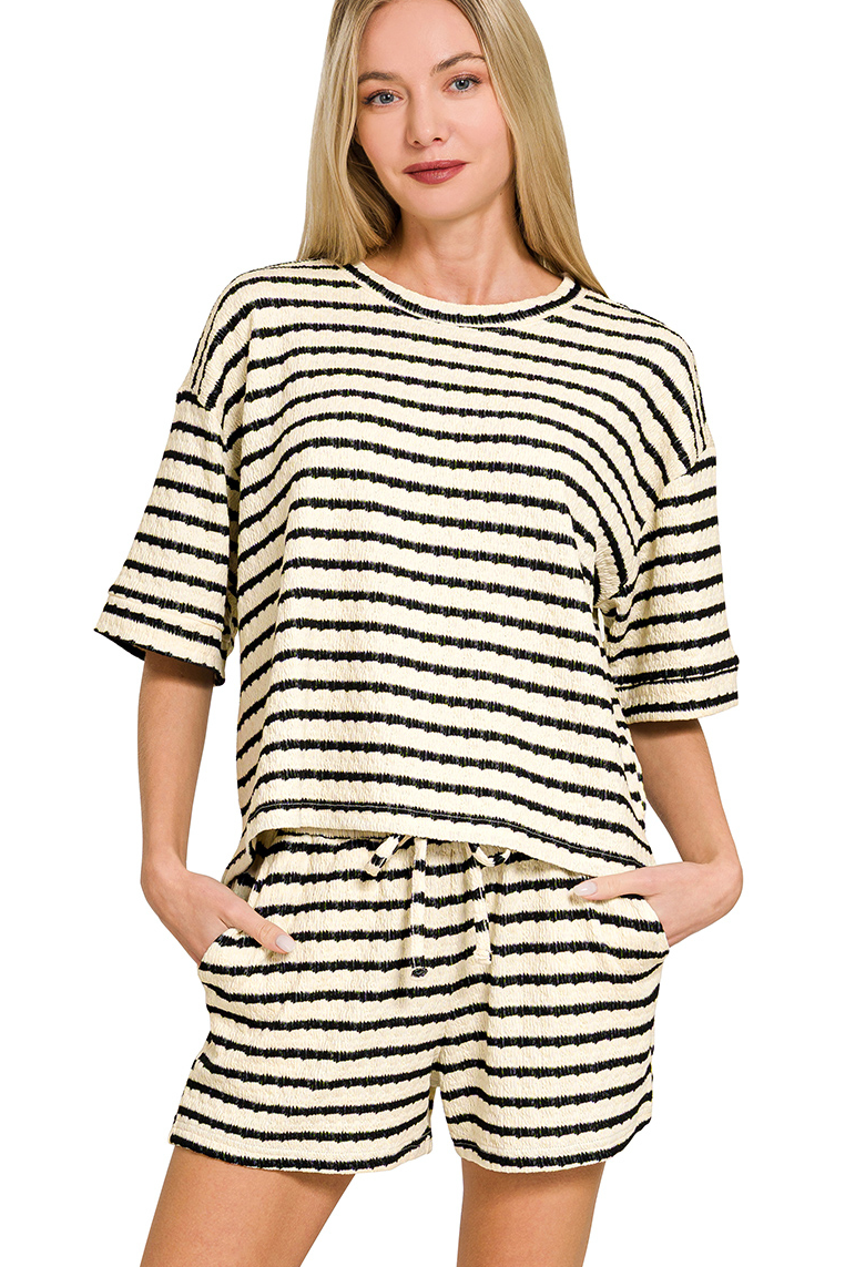 Black and White Stripe Shorts