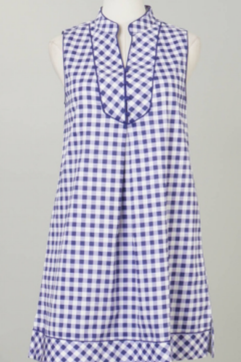 Purple gingham Collared Mini Dress