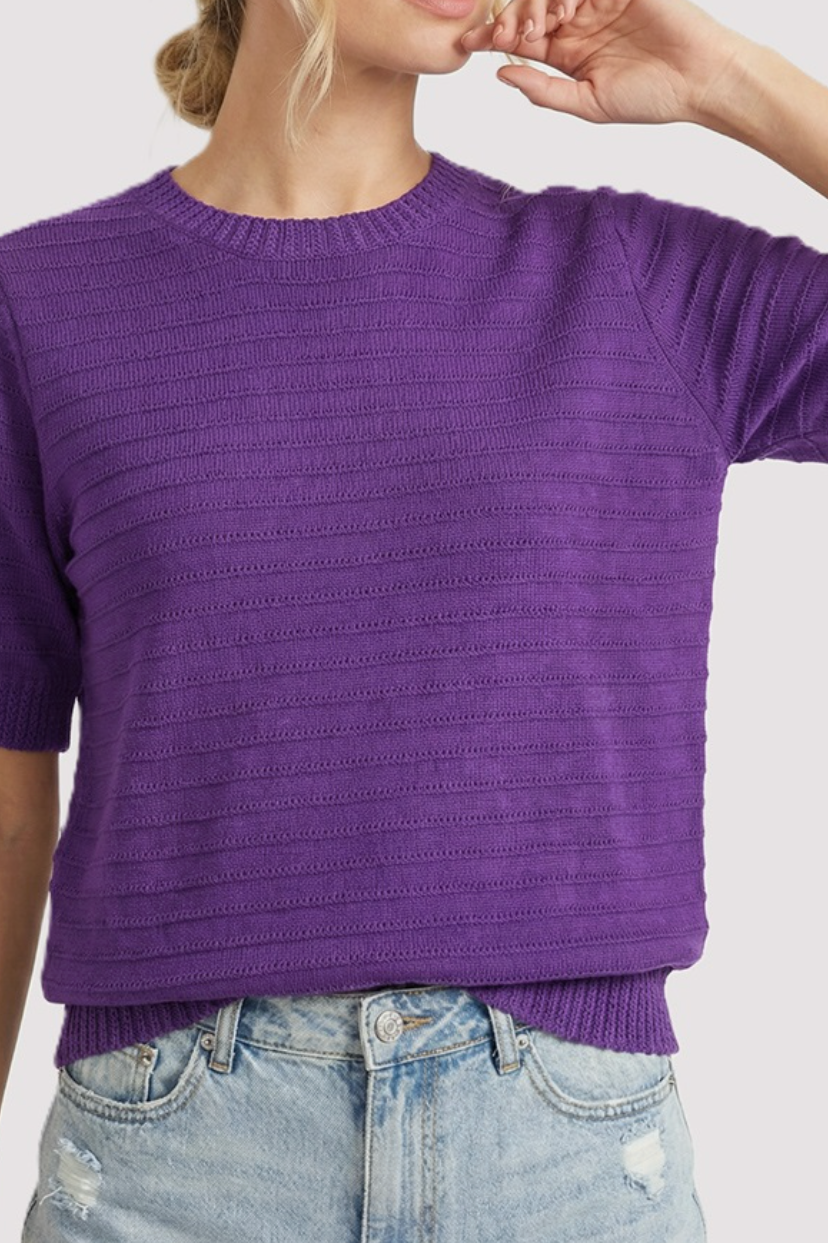 Pointelle Texture Striped Sweater