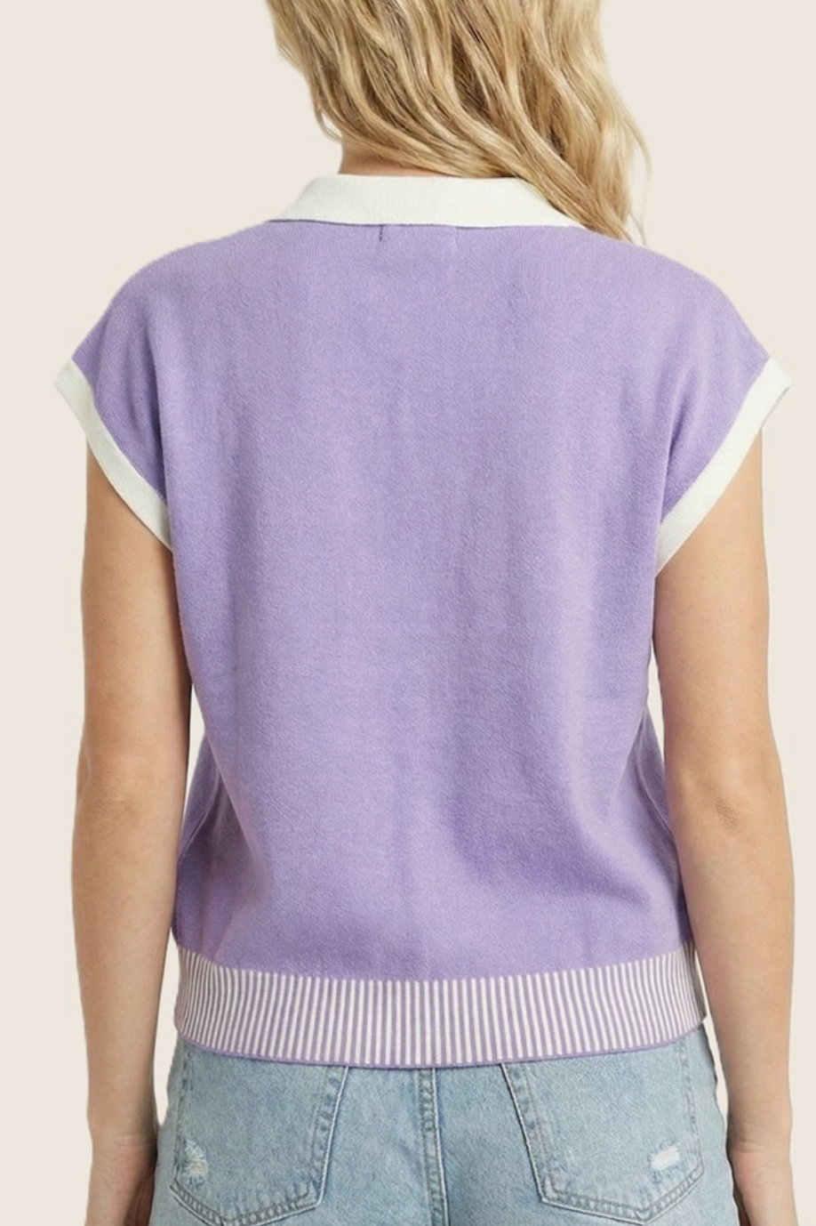 Purple Johnny Collar Sweater