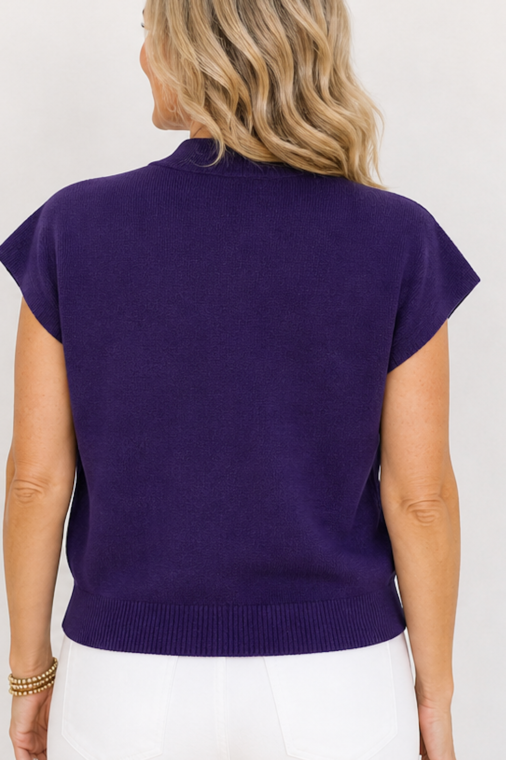K-State “Cats” Chenille Mock Neck Sweater Top – Purple