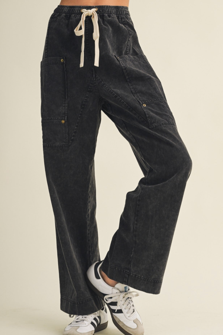 Drawstring Wide Leg Utility Pants