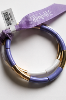 Lavender White Enamel Bracelet Set