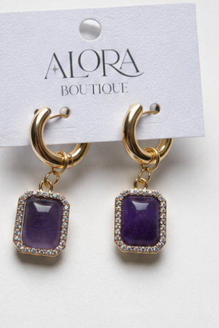 Purple Square Earring