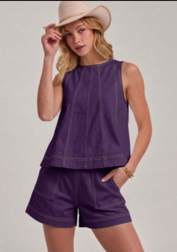 Denim Purple Comfy Shorts
