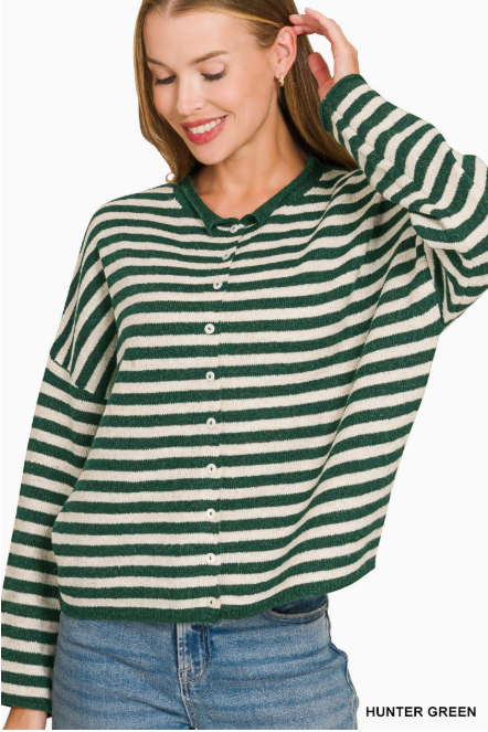 Hunter Green Button Down Soft Sweater