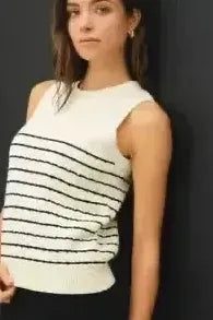 Navy Striped Textured Tank