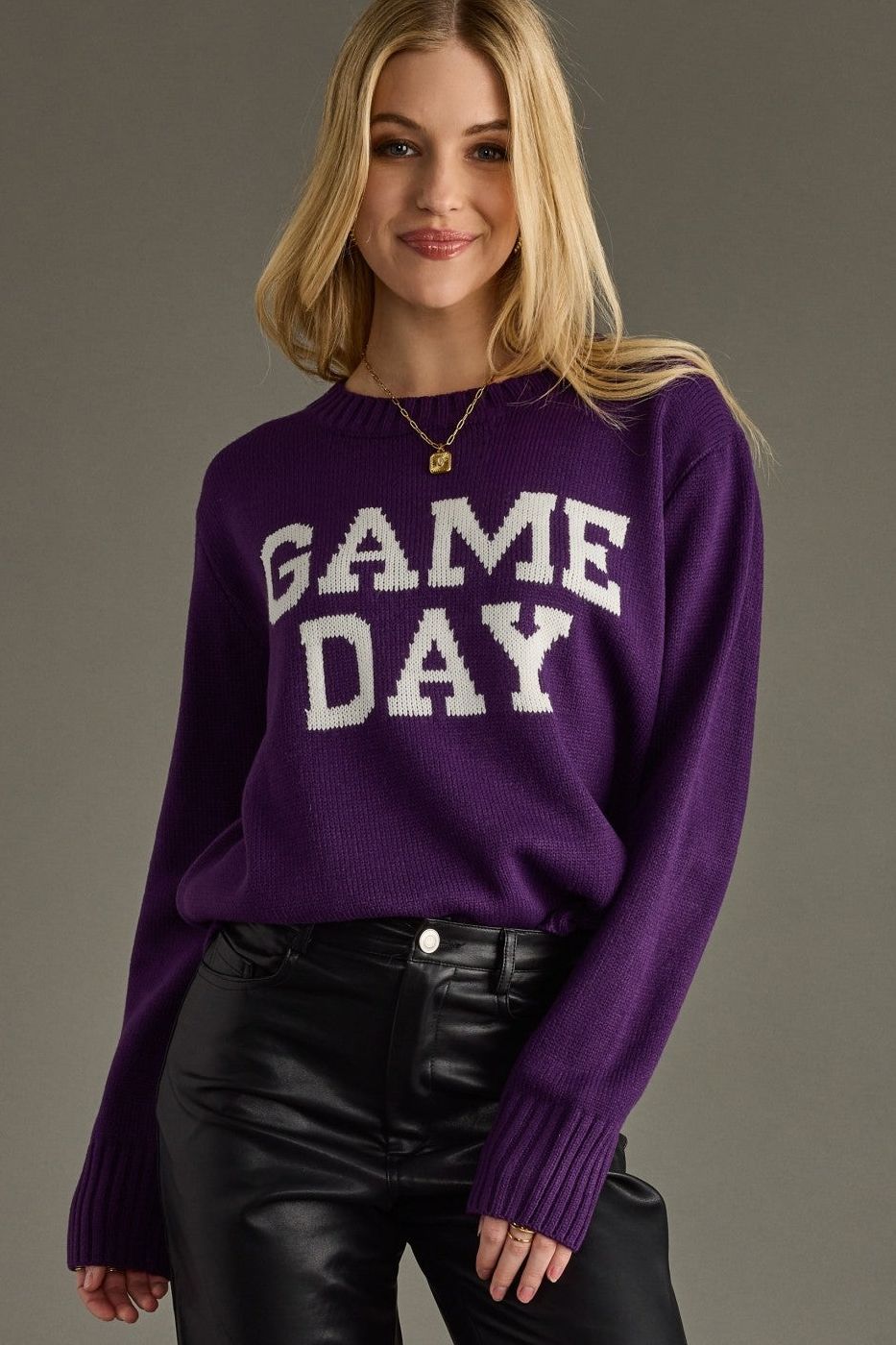 Purple “Game Day” Knit Sweater