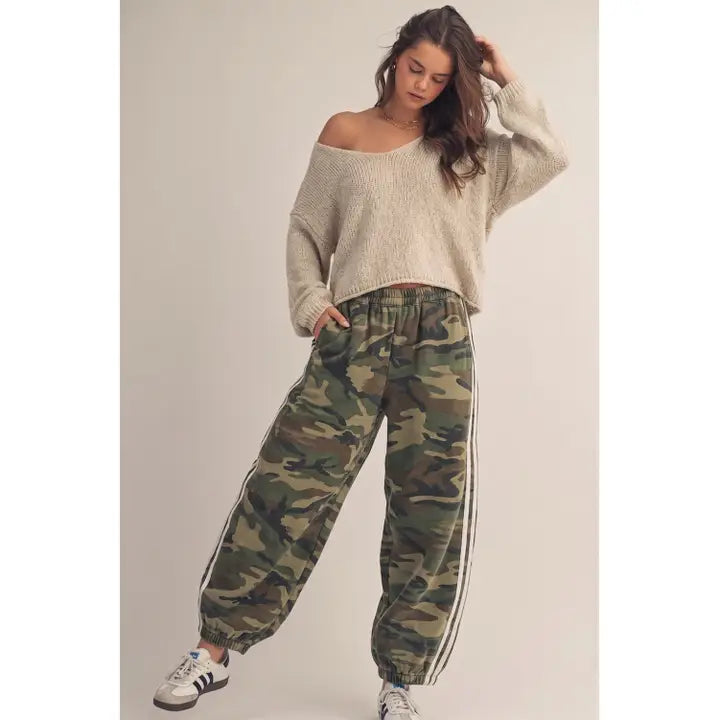 Soft Washed Camo Stripe Jogger Pants