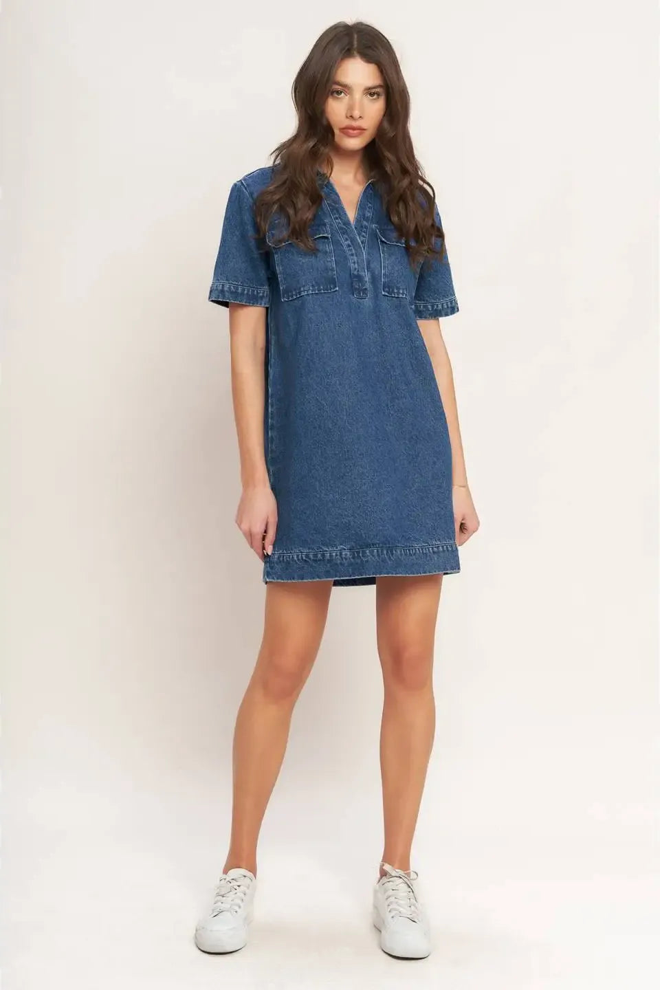 Washed Denim Midi Dress