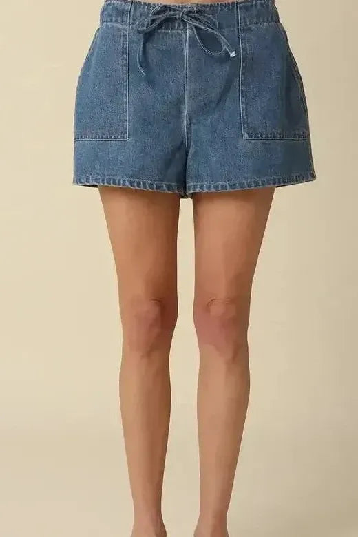 Drawstring Relaxed Fir Denim Shorts