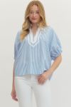 Light Blue and White Stripe V-Neck