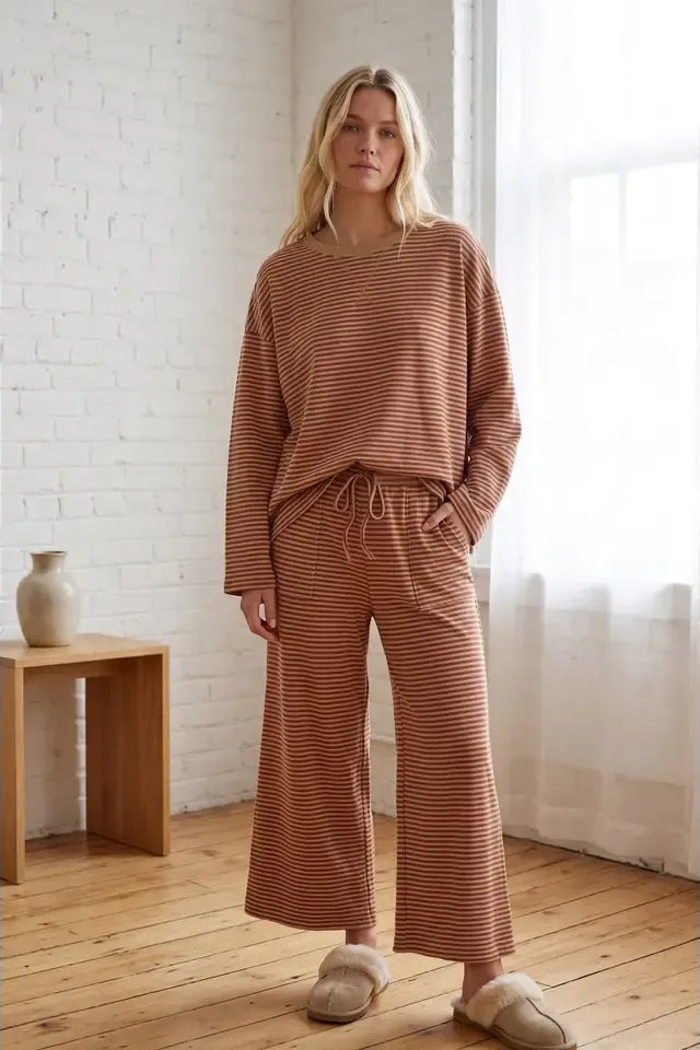 Striped Taupe/Rosewater Long Sleeve Shirt