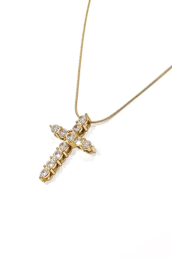 Diamond Cross Necklace Waterproof
