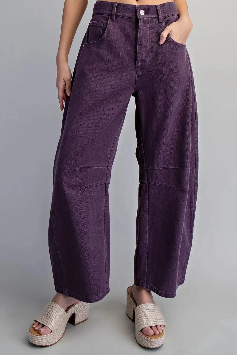 Plum Mineral Wash Barrel Jeans
